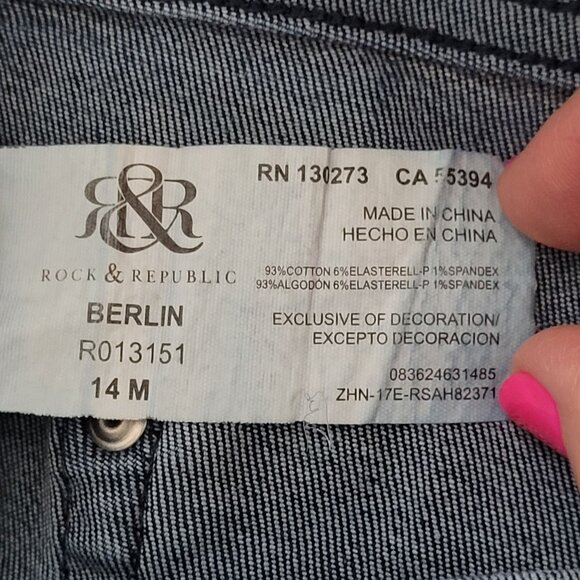 Rock & Republic Distressed Skinny Jeans Womens Size 14 M Blue Denim - Picture 5 of 10